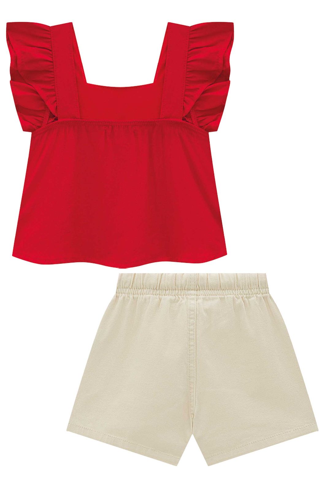 Conjunto de bata em blend de viscose e shorts em sarja com elastano 96603 Infanti Infantil Menina Conjunto de bata em blend de viscose e shorts em sarja com elastano 96603 Infanti Infantil Menina