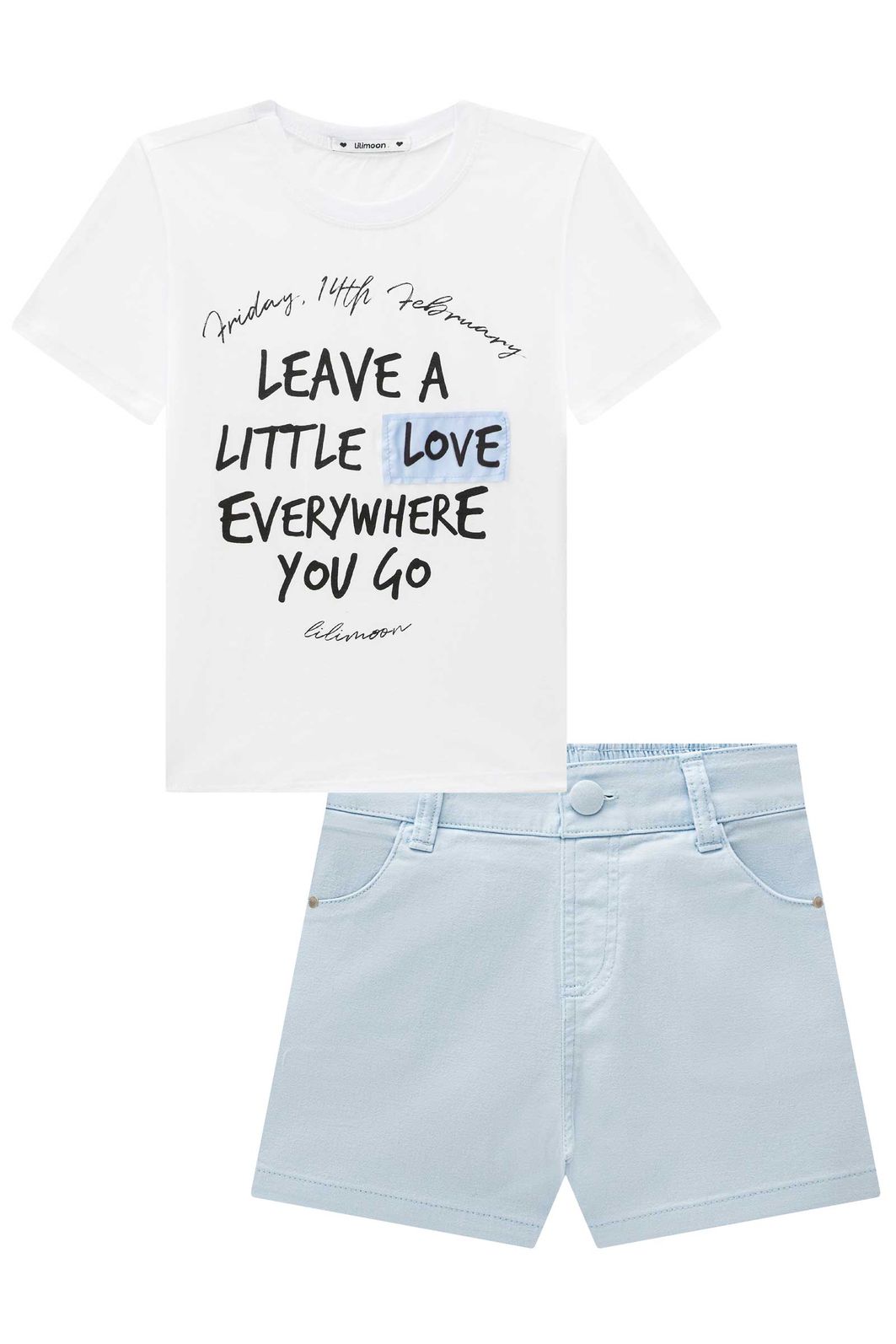 Conjunto de camiseta comfy em meia malha e shorts em sarja com elastano 96303 Lilimoon Teen Menina Conjunto de camiseta comfy em meia malha e shorts em sarja com elastano 96303 Lilimoon Teen Menina