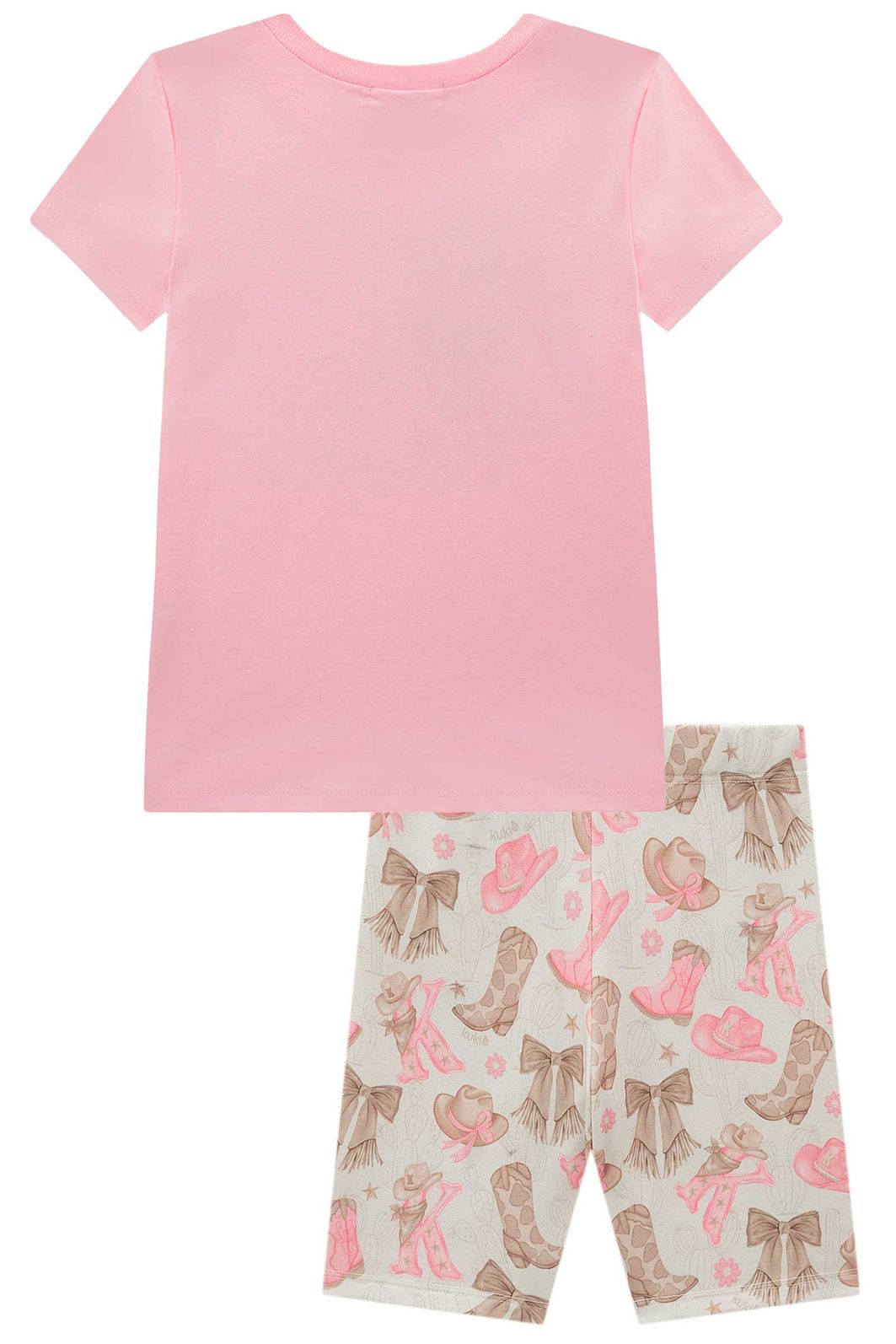 Conjunto de blusa em meia malha e bermuda biker em molecotton 98734 Kukiê Infantil Menina Conjunto de blusa em meia malha e bermuda biker em molecotton 98734 Kukiê Infantil Menina