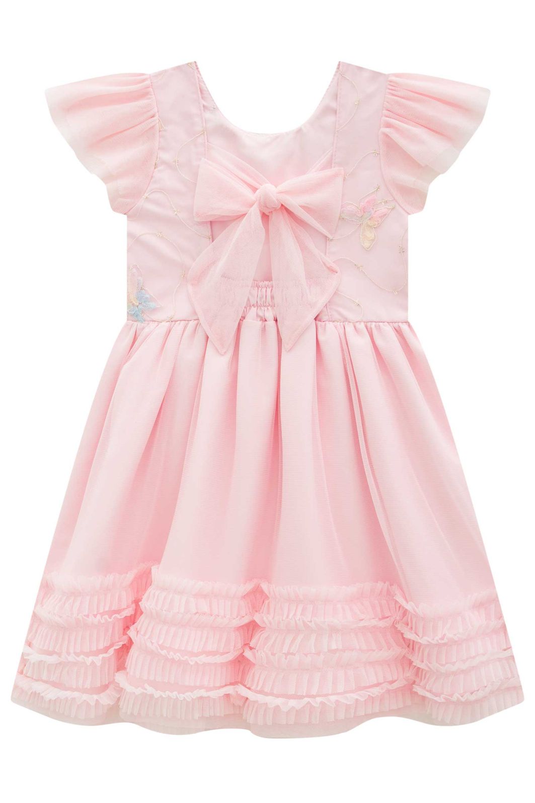 Vestido em tule bordado borboleta e tule com elastano 99147 Infanti Infantil Menina Vestido em tule bordado borboleta e tule com elastano 99147 Infanti Infantil Menina