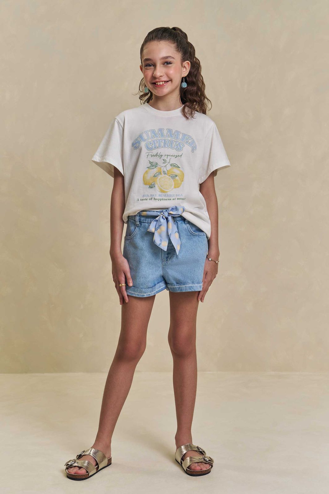 Camiseta over em meia malha 95230 Lilimoon Teen Menina Camiseta over em meia malha 95230 Lilimoon Teen Menina