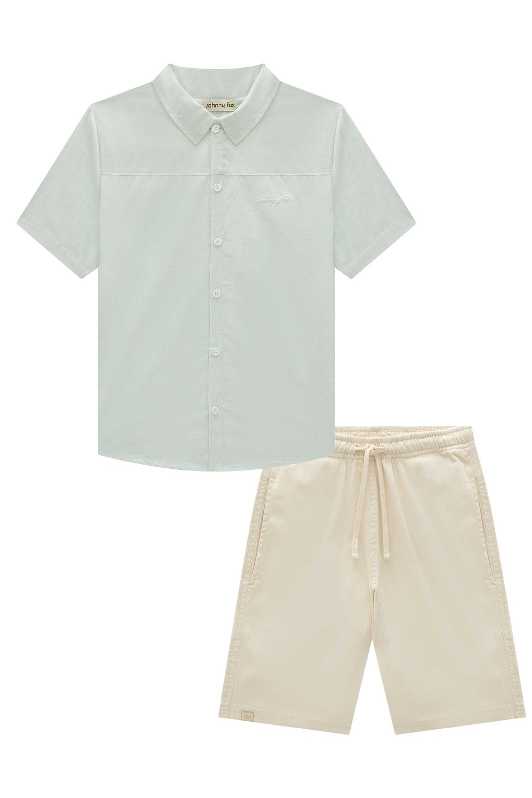 Conjunto de camisa em linho deluxe e bermuda em sarja girassol com elastano 95760 Johnny Fox Teen Menino Conjunto de camisa em linho deluxe e bermuda em sarja girassol com elastano 95760 Johnny Fox Teen Menino