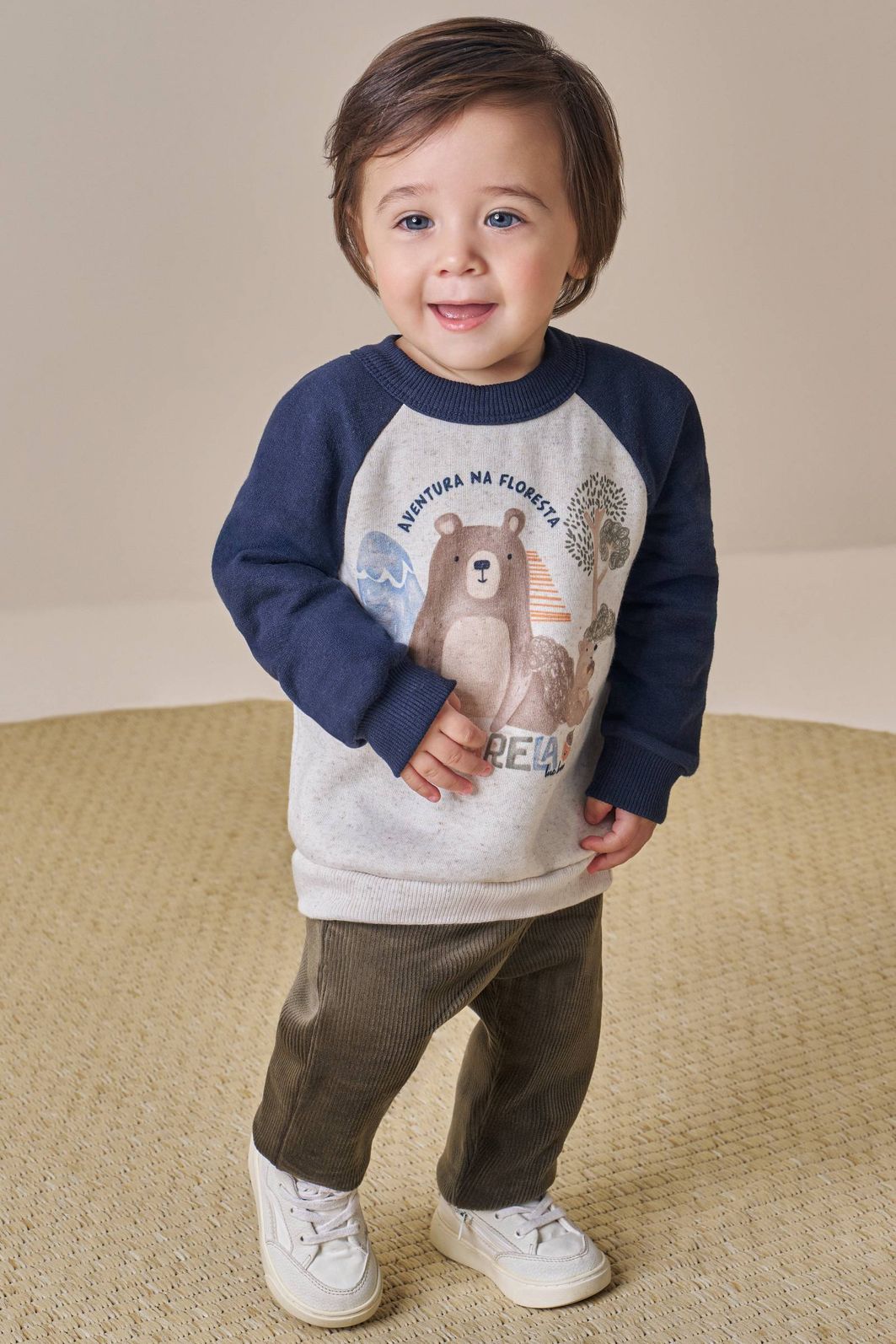 Conjunto de blusão em moletom com pelúcia e calça skinny em fleece cotelê com elastano 91750 LucBoo Bebê Menino Conjunto de blusão em moletom com pelúcia e calça skinny em fleece cotelê com elastano 91750 LucBoo Bebê Menino