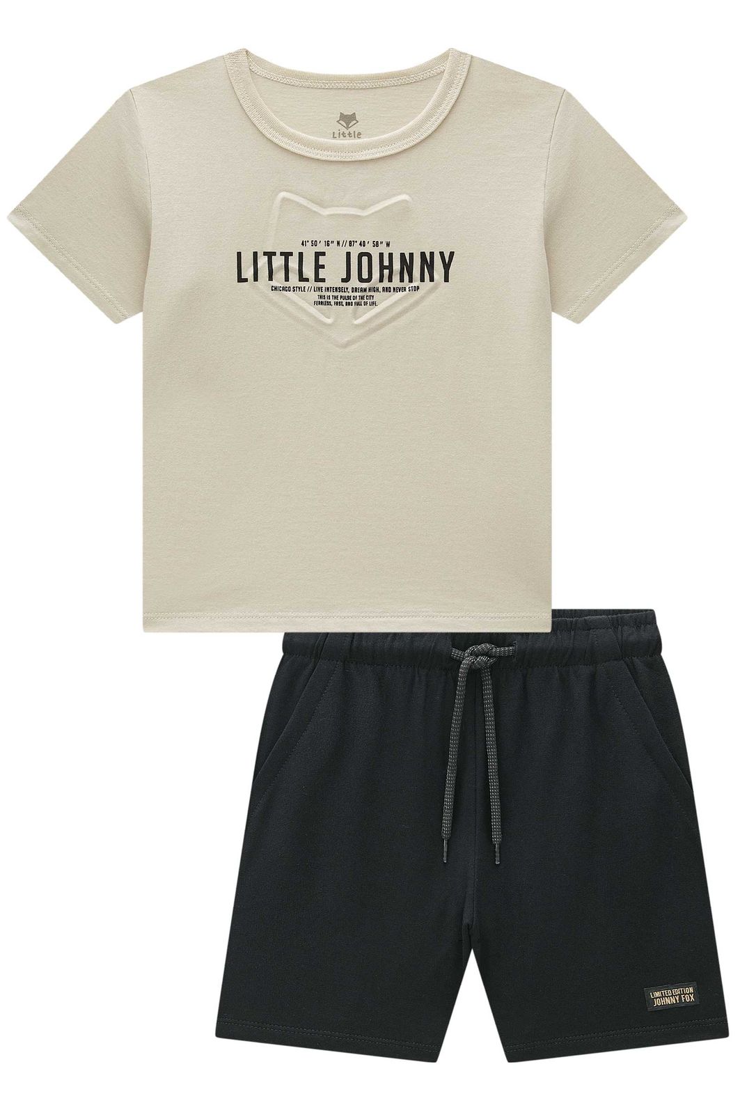 Conjunto de camiseta em meia malha e bermuda em molevisco com elastano 99238 Johnny Fox Teen Menino Conjunto de camiseta em meia malha e bermuda em molevisco com elastano 99238 Johnny Fox Teen Menino