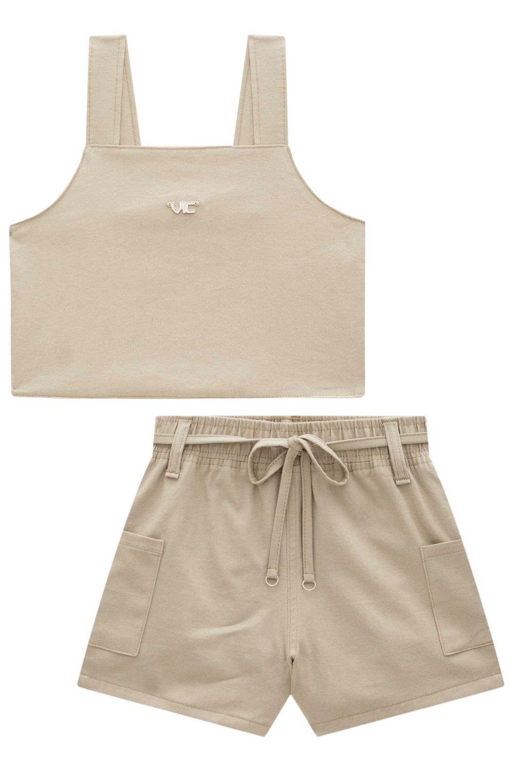 Conjunto de regata e shorts em sarja com elastano 98507 Vic Teen Menina Conjunto de regata e shorts em sarja com elastano 98507 Vic Teen Menina