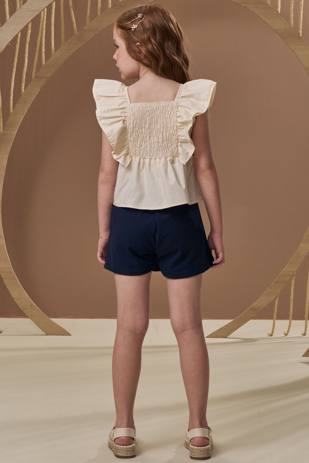 Conjunto de bata em tricoline com elastano e short saia em sarja com elastano 97093 Infanti Infantil Menina Conjunto de bata em tricoline com elastano e short saia em sarja com elastano 97093 Infanti Infantil Menina