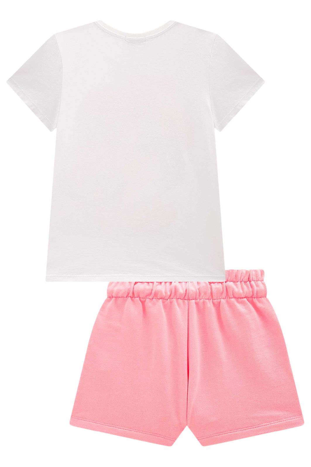 Conjunto de blusa em meia malha e shorts em moletom sem pelúcia 98355 Infanti Infantil Menina