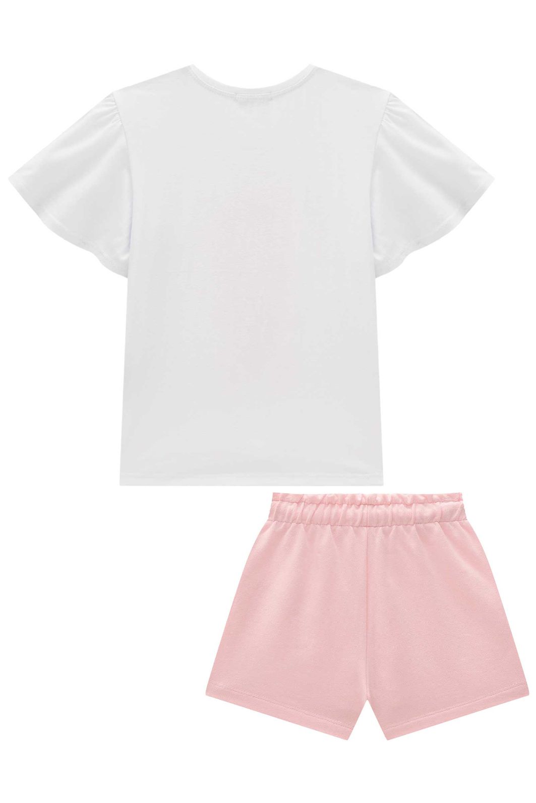 Conjunto de blusa em meia malha e shorts em moletom sem pelúcia 96267 Infanti Infantil Menina