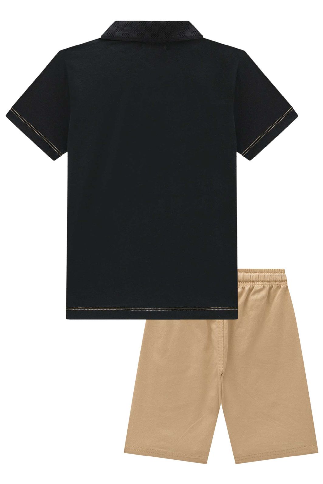 Conjunto de camisa polo em meia malha e bermuda em sarja girassol com elastano 96998 LucBoo Infantil Menino Conjunto de camisa polo em meia malha e bermuda em sarja girassol com elastano 96998 LucBoo Infantil Menino