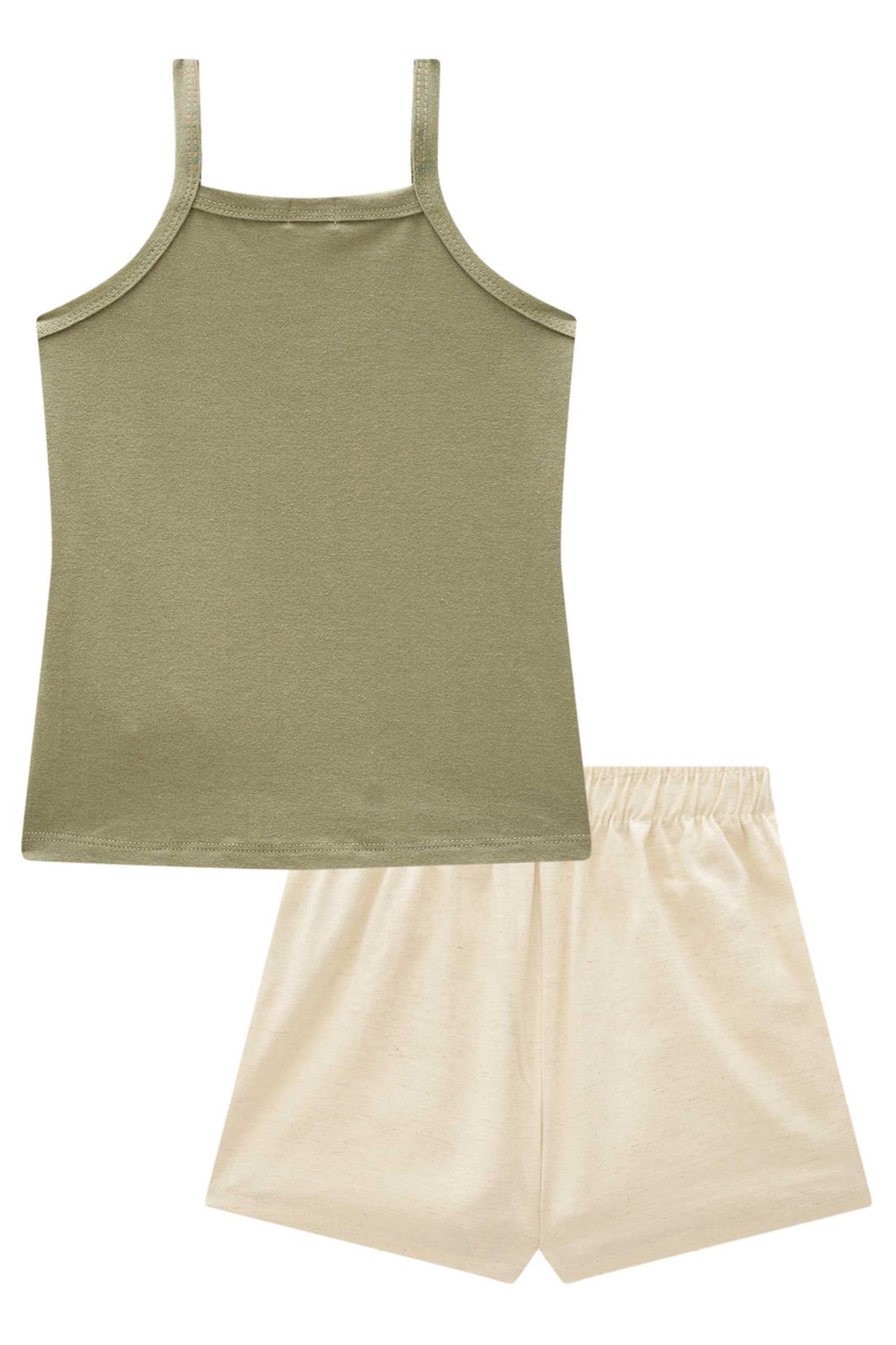 Conjunto de regata em cotton e short saia em linho santorini com elastano 98397 Kukiê Infantil Menina