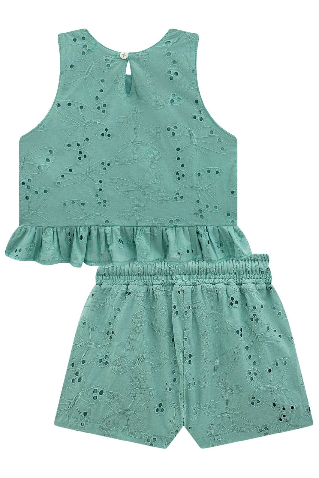 Conjunto de bata e shorts em tecido bordado 98308 Kukiê Infantil Menina Conjunto de bata e shorts em tecido bordado 98308 Kukiê Infantil Menina