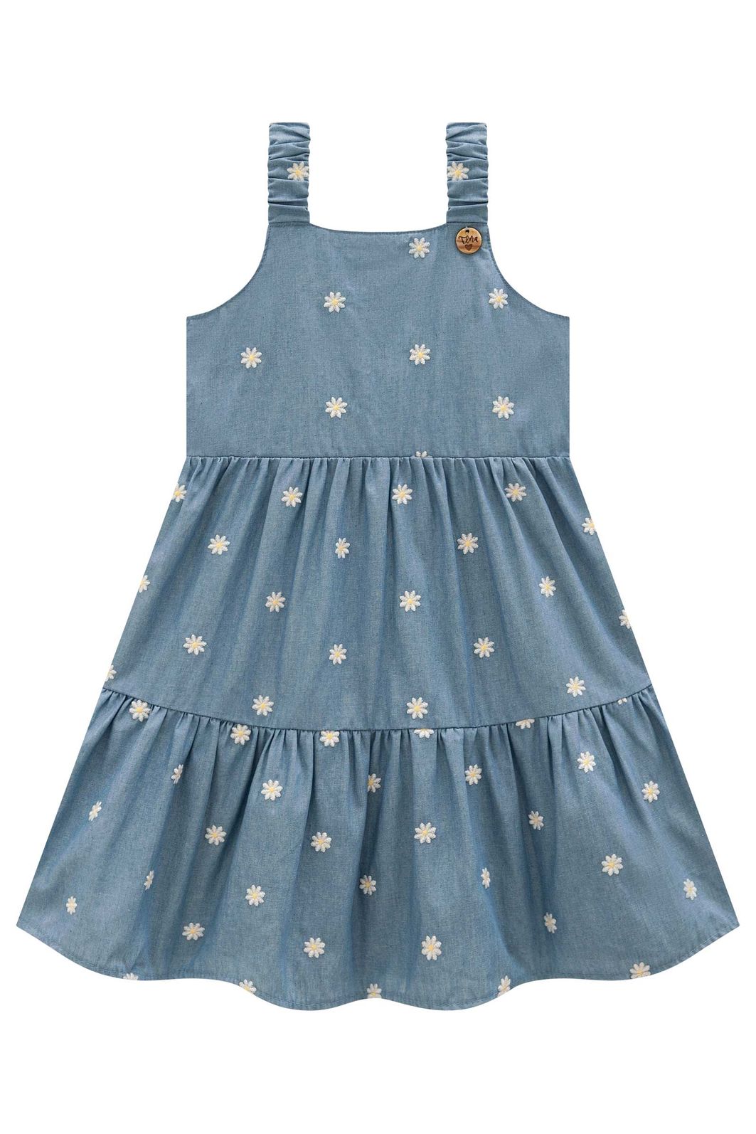 Vestido em denim bordado 96430 Infanti Infantil Menina Vestido em denim bordado 96430 Infanti Infantil Menina