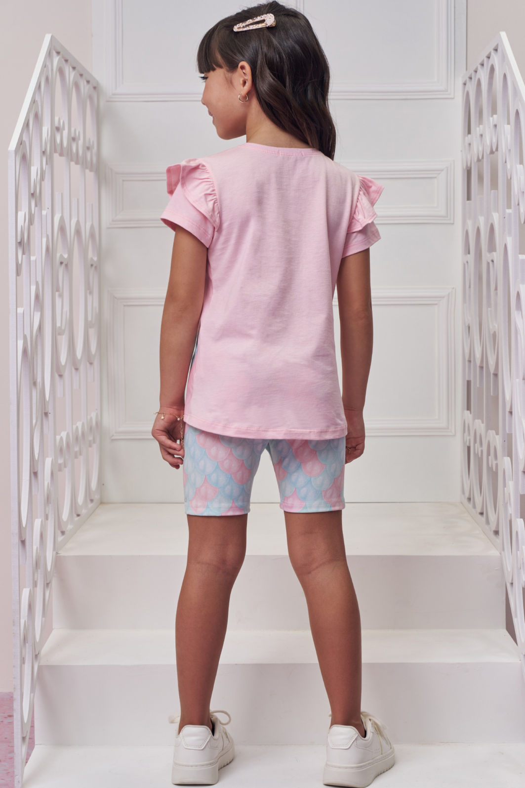 Conjunto de blusa em meia malha e bermuda biker em malha power 98700 Infanti Infantil Menina Conjunto de blusa em meia malha e bermuda biker em malha power 98700 Infanti Infantil Menina