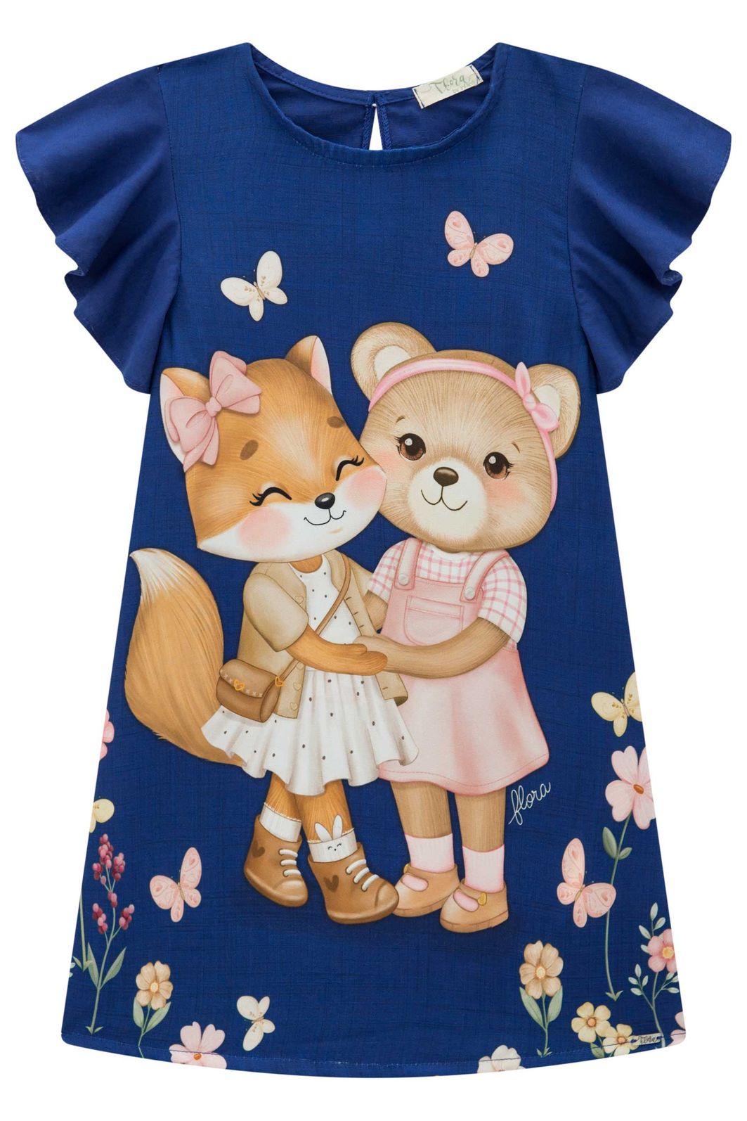 Vestido em blend de linho 93281 Infanti Infantil Menina Vestido em blend de linho 93281 Infanti Infantil Menina