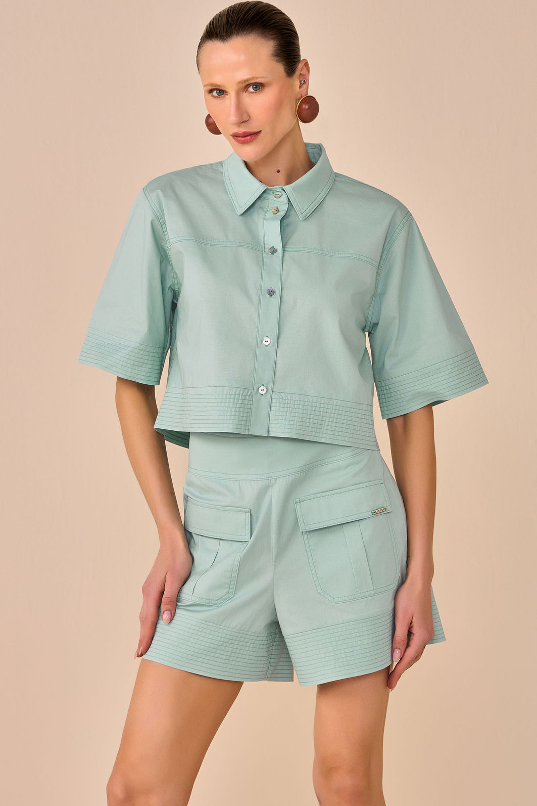Shorts em tricoline premium com elastano 95842 Linzzi Shorts em tricoline premium com elastano 95842 Linzzi