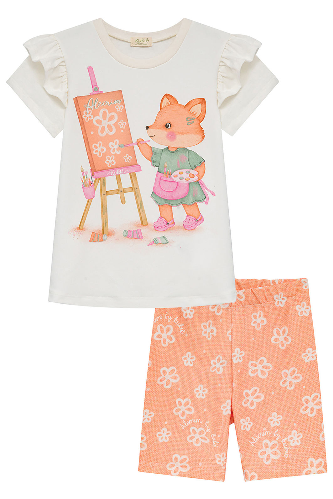 Conjunto de blusa em meia malha e bermuda biker em malha power 94806 Kukiê Infantil Menina Conjunto de blusa em meia malha e bermuda biker em malha power 94806 Kukiê Infantil Menina