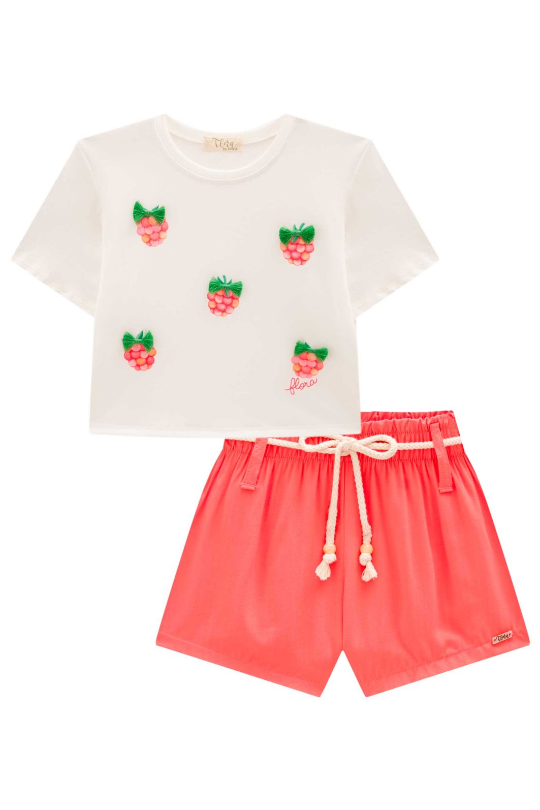 Conjunto de blusa em meia malha e shorts em viscose 98551 Infanti Infantil Menina