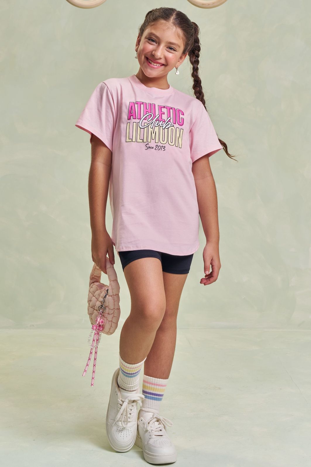 Conjunto de camiseta over em meia malha e shorts em malha poliamida com proteção UV 50+ 96493 Lilimoon Teen Menina Conjunto de camiseta over em meia malha e shorts em malha poliamida com proteção UV 50+ 96493 Lilimoon Teen Menina