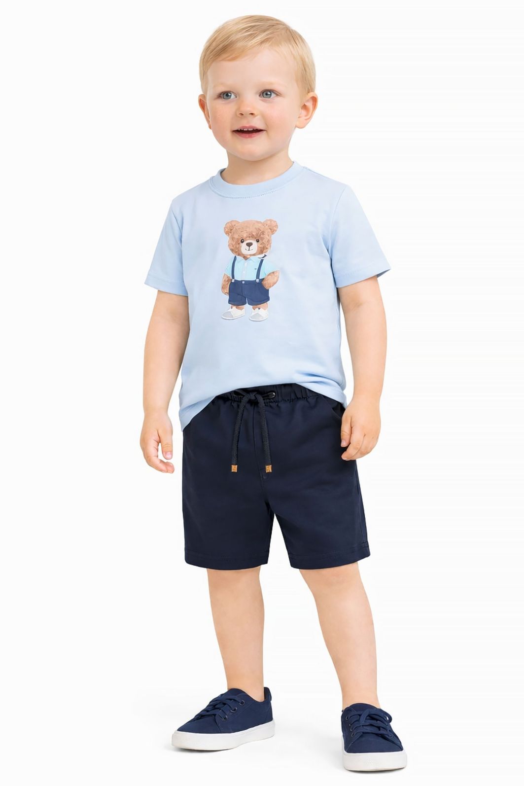 Conjunto de camiseta em meia malha e bermuda em sarja girassol com elastano 96226 LucBoo Infantil Menino Conjunto de camiseta em meia malha e bermuda em sarja girassol com elastano 96226 LucBoo Infantil Menino