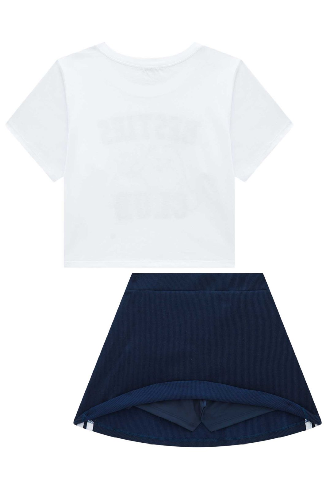 Conjunto de blusa em meia malha e saia em soft line com shorts embutido 96912 Vic Teen Menina Conjunto de blusa em meia malha e saia em soft line com shorts embutido 96912 Vic Teen Menina
