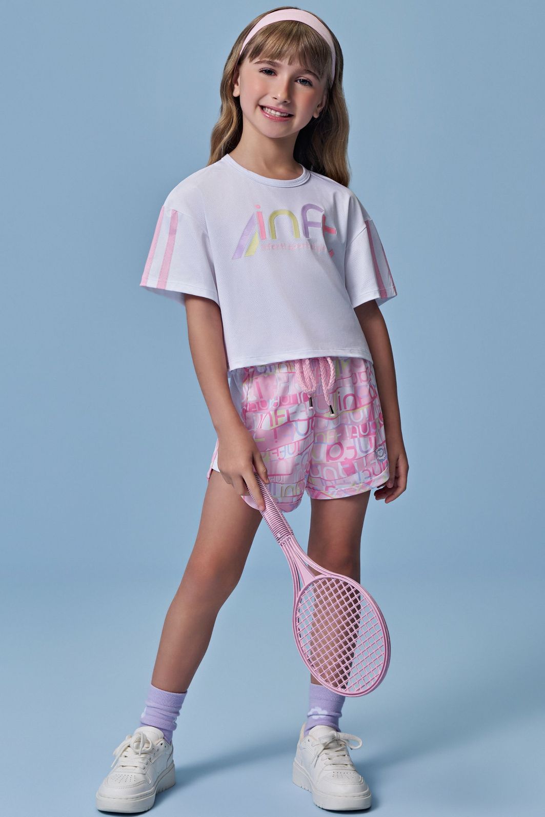 Conjunto de blusa em malha yuki e shorts em ergonomic 96474 Infanti Infantil Menina Conjunto de blusa em malha yuki e shorts em ergonomic 96474 Infanti Infantil Menina