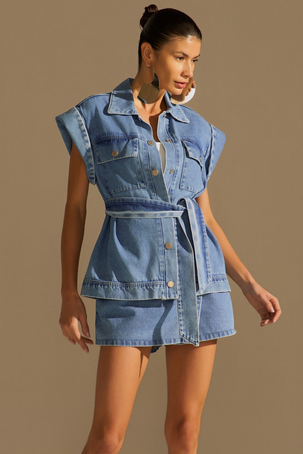 Colete oversized em denim 94439 Linzzi Colete oversized em denim 94439 Linzzi