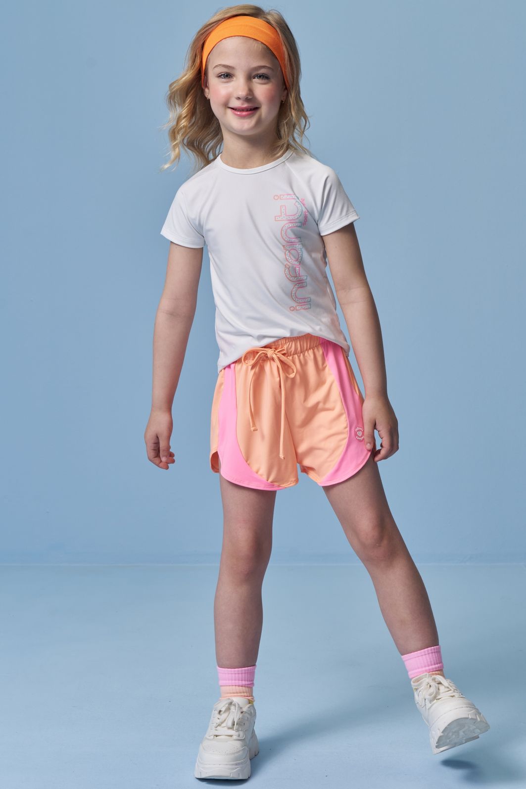 Conjunto de blusa e shorts em malha UV 50+ 96336 Infanti Infantil Menina Conjunto de blusa e shorts em malha UV 50+ 96336 Infanti Infantil Menina
