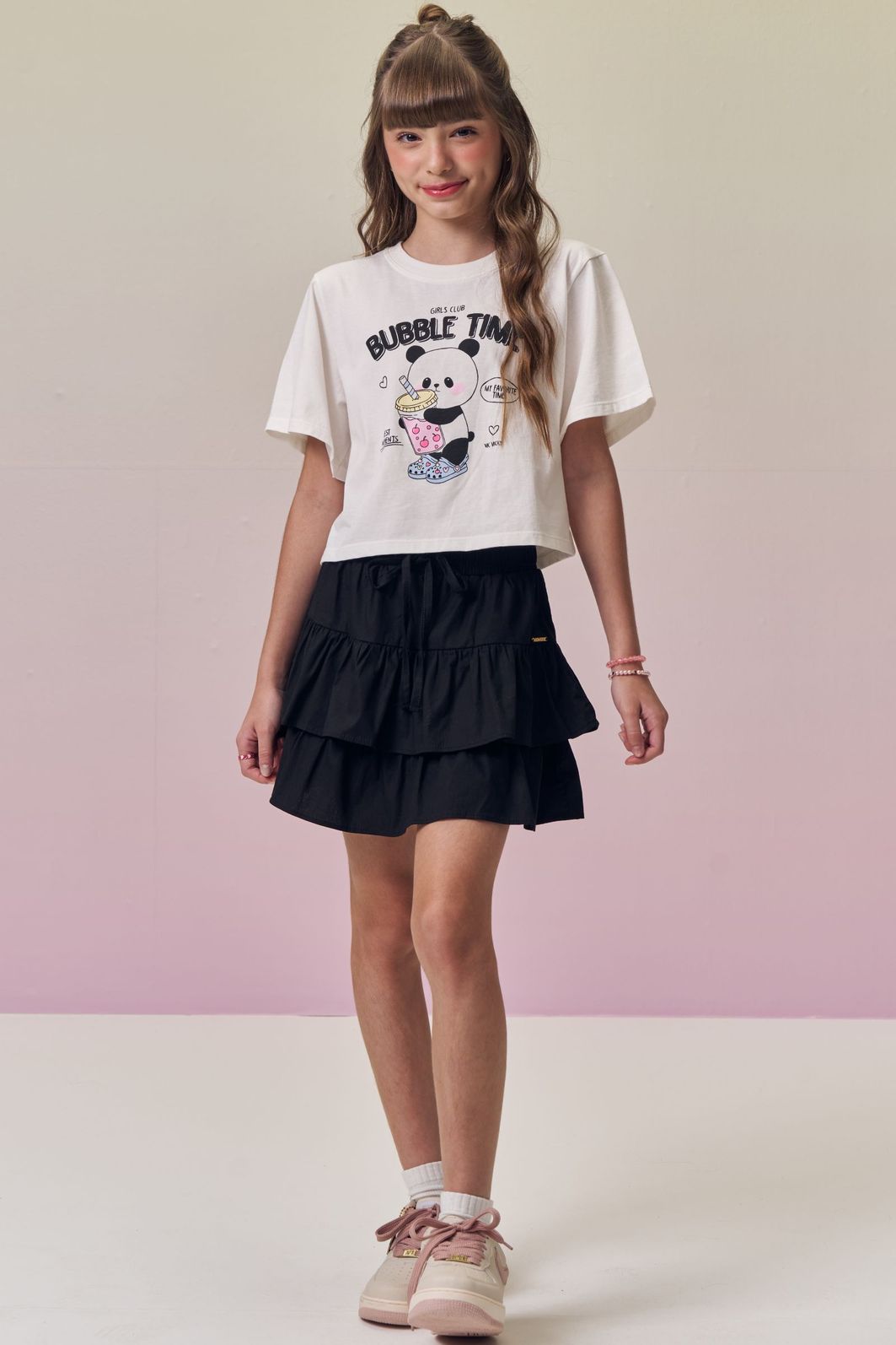 Saia em tricoline com elastano e shorts embutido 95342 Vic Teen Menina Saia em tricoline com elastano e shorts embutido 95342 Vic Teen Menina