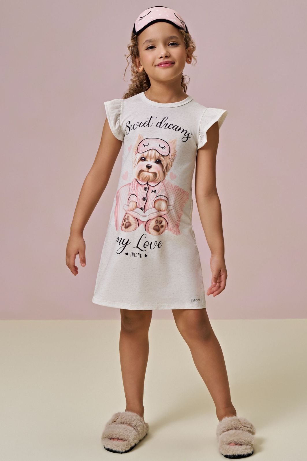 Camisola em malha fresh. Acompanha máscara 96054 Infanti Infantil Menina Camisola em malha fresh. Acompanha máscara 96054 Infanti Infantil Menina