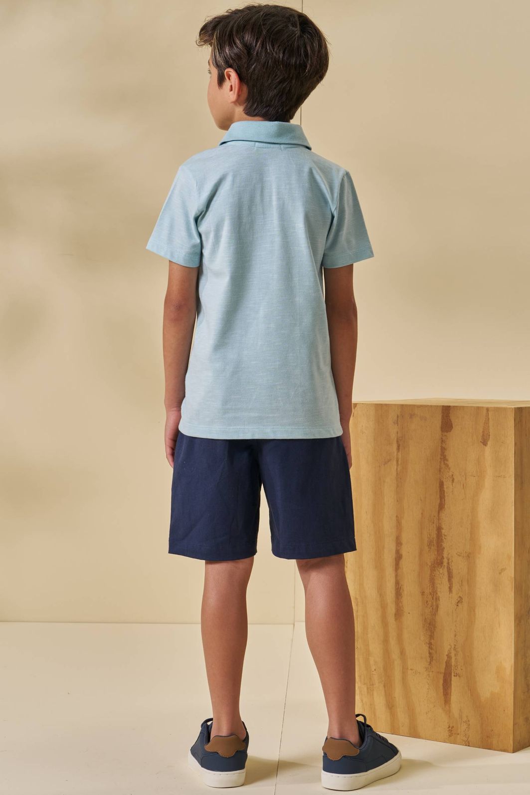 Conjunto de camisa polo em malha mesclada e bermuda em sarja girassol com elastano 96548 LucBoo Infantil Menino Conjunto de camisa polo em malha mesclada e bermuda em sarja girassol com elastano 96548 LucBoo Infantil Menino