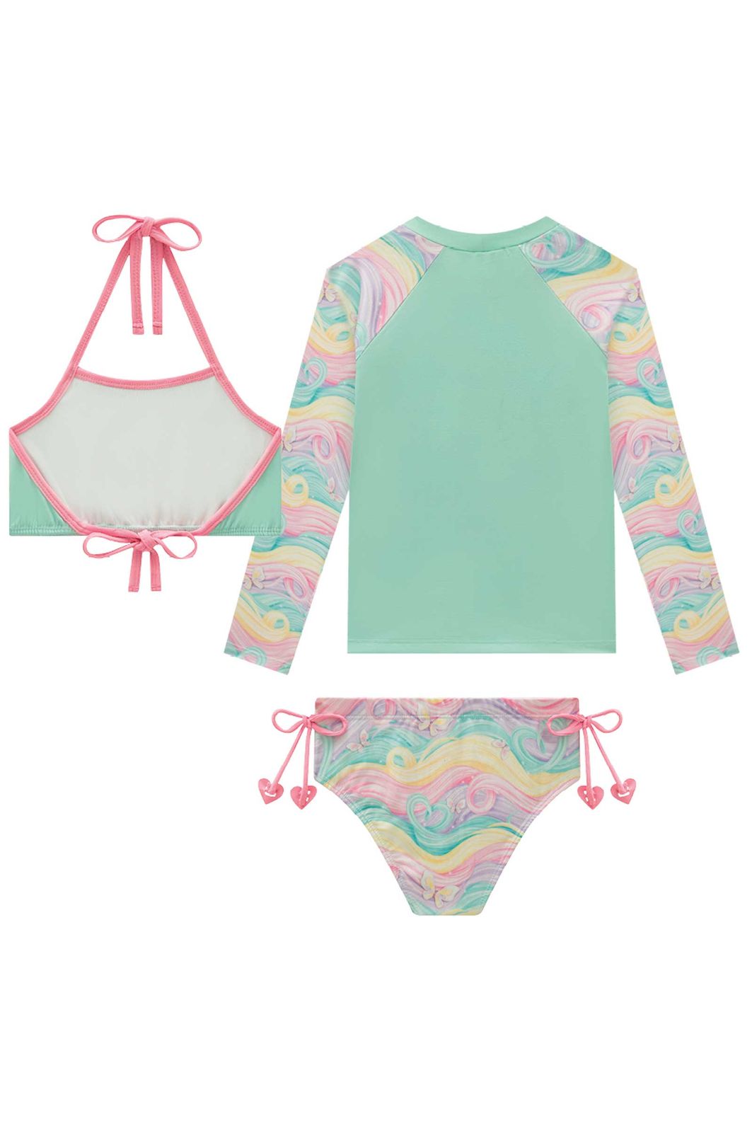 Trio de biquíni e blusa em malha UV dry com proteção UV 50+ 93170 Infanti Infantil Menina Trio de biquíni e blusa em malha UV dry com proteção UV 50+ 93170 Infanti Infantil Menina