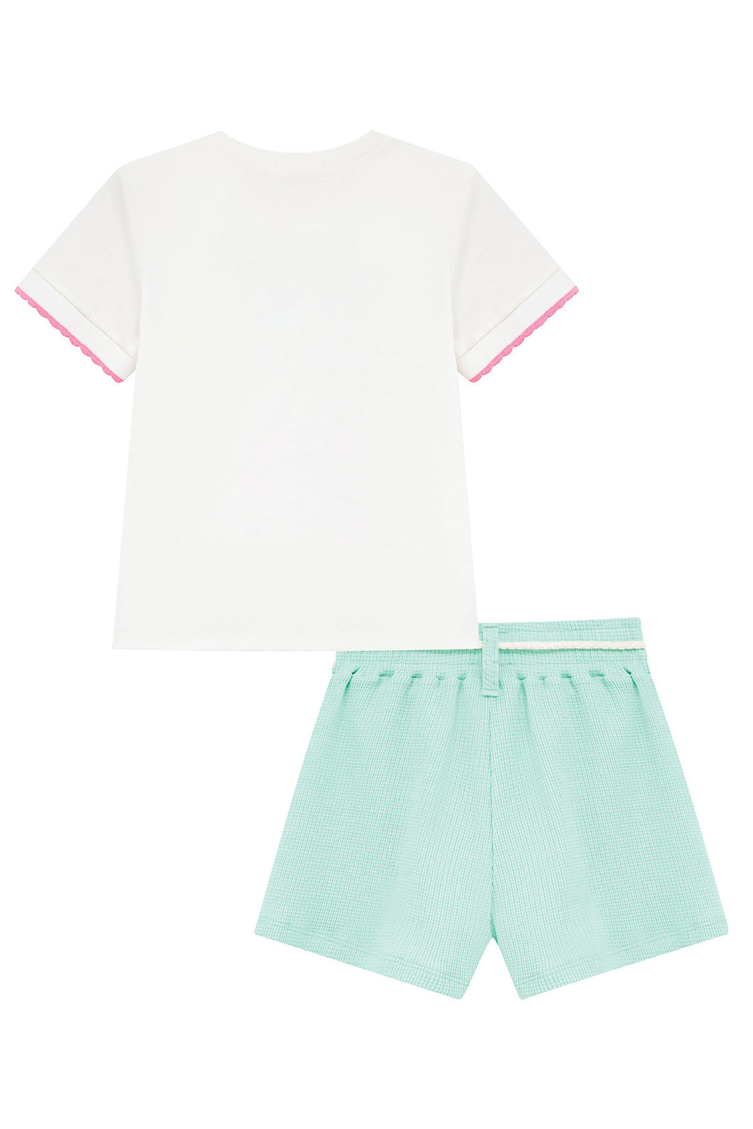 Conjunto de blusa em meia malha e short saia em malha waffle 96587 Kukiê Infantil Menina Conjunto de blusa em meia malha e short saia em malha waffle 96587 Kukiê Infantil Menina