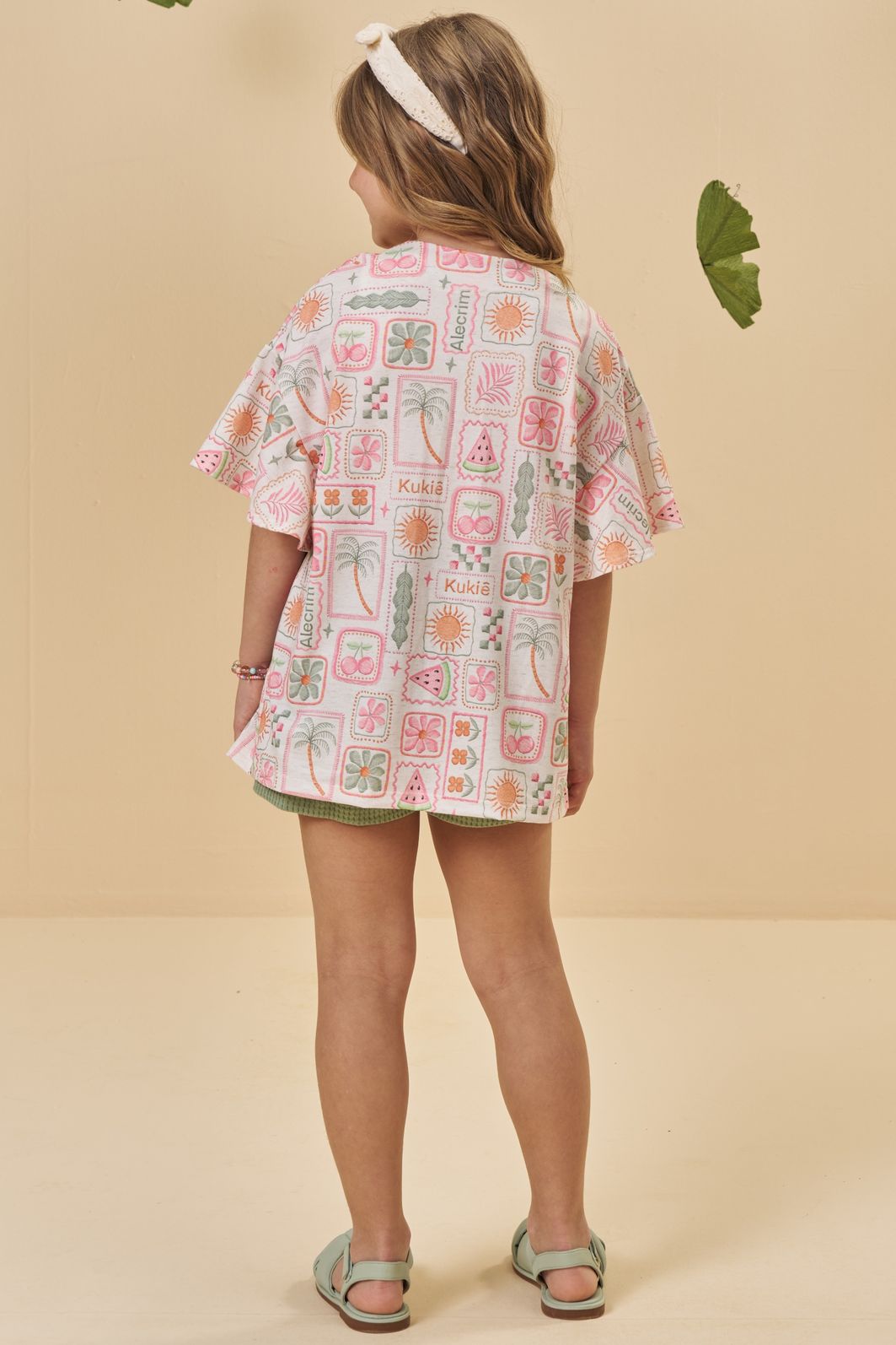 Trio de regata em cotton,shorts em malha big waffle e kimono em malha fresh 95227 Kukiê Infantil Menina Trio de regata em cotton,shorts em malha big waffle e kimono em malha fresh 95227 Kukiê Infantil Menina