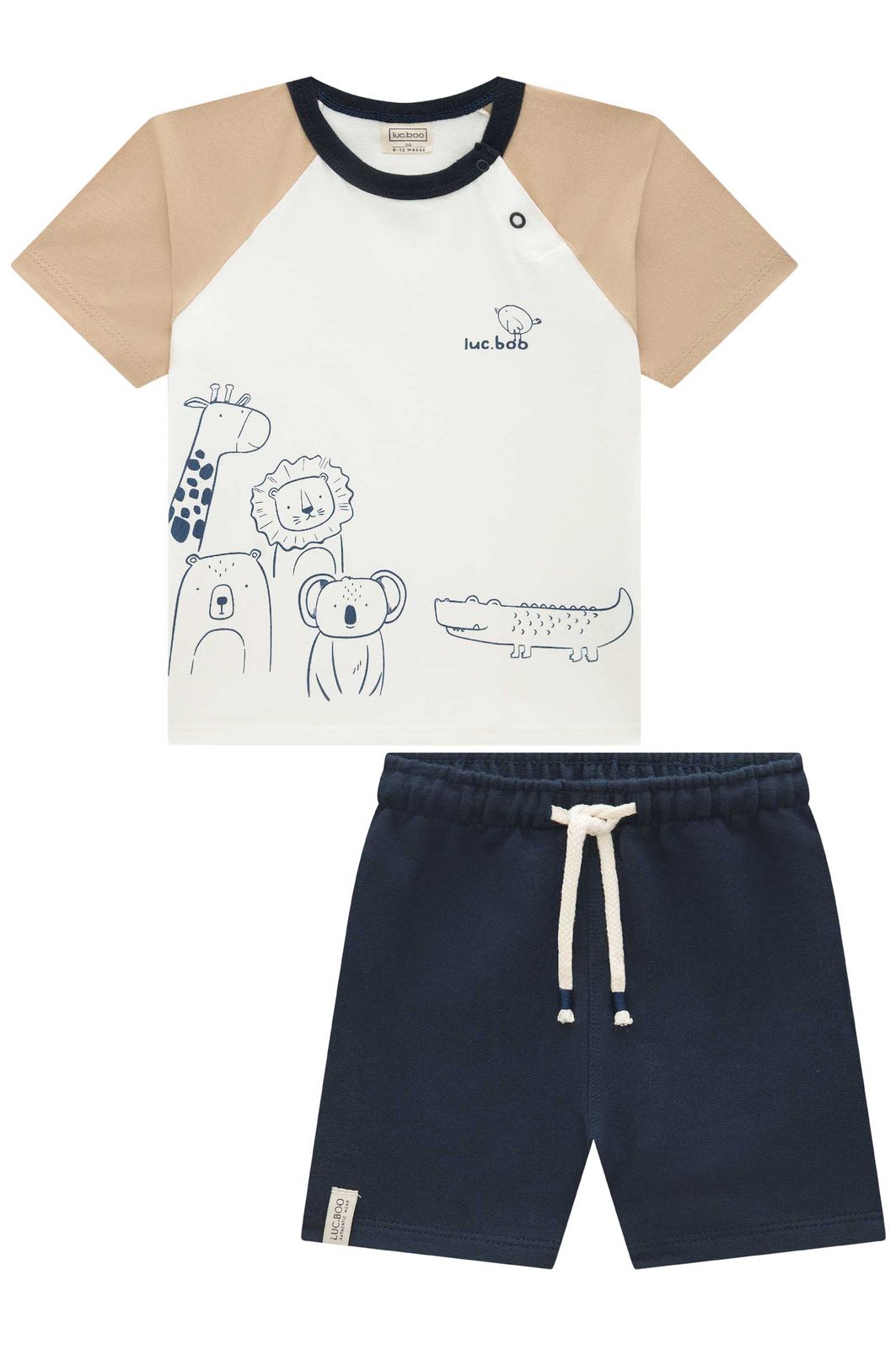 Conjunto de camiseta em meia malha e bermuda em moletom sem pelúcia 97204 LucBoo Bebê Menino Conjunto de camiseta em meia malha e bermuda em moletom sem pelúcia 97204 LucBoo Bebê Menino