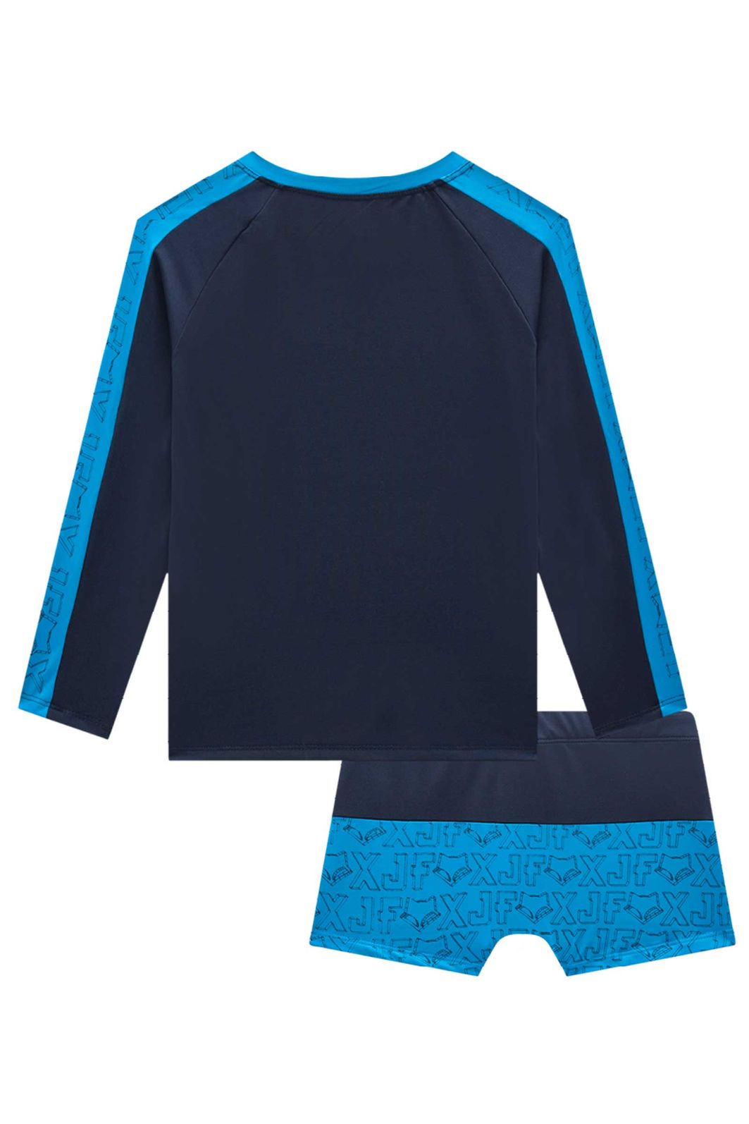 Conjunto de camiseta e sunga em malha uv dry com proteção UV50+ 97324 Johnny Fox Teen Menino Conjunto de camiseta e sunga em malha uv dry com proteção UV50+ 97324 Johnny Fox Teen Menino