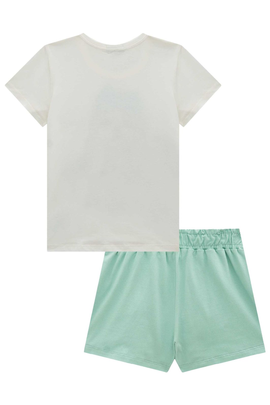 Conjunto de blusa em meia malha e short saia em piquet 99126 Infanti Infantil Menina