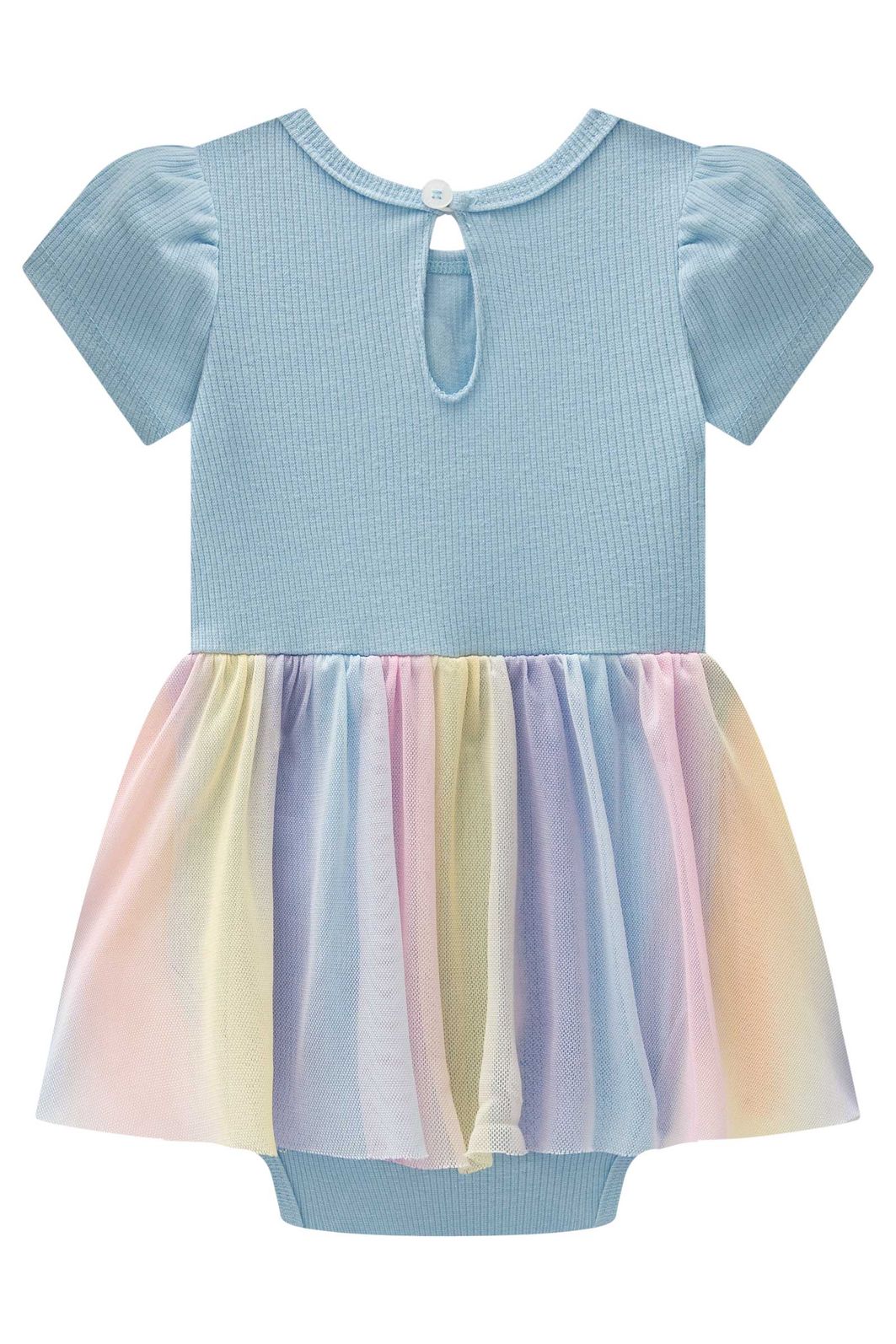 Vestbody em canelado e tule com elastano 98061 Kukiê Bebê Menina Vestbody em canelado e tule com elastano 98061 Kukiê Bebê Menina