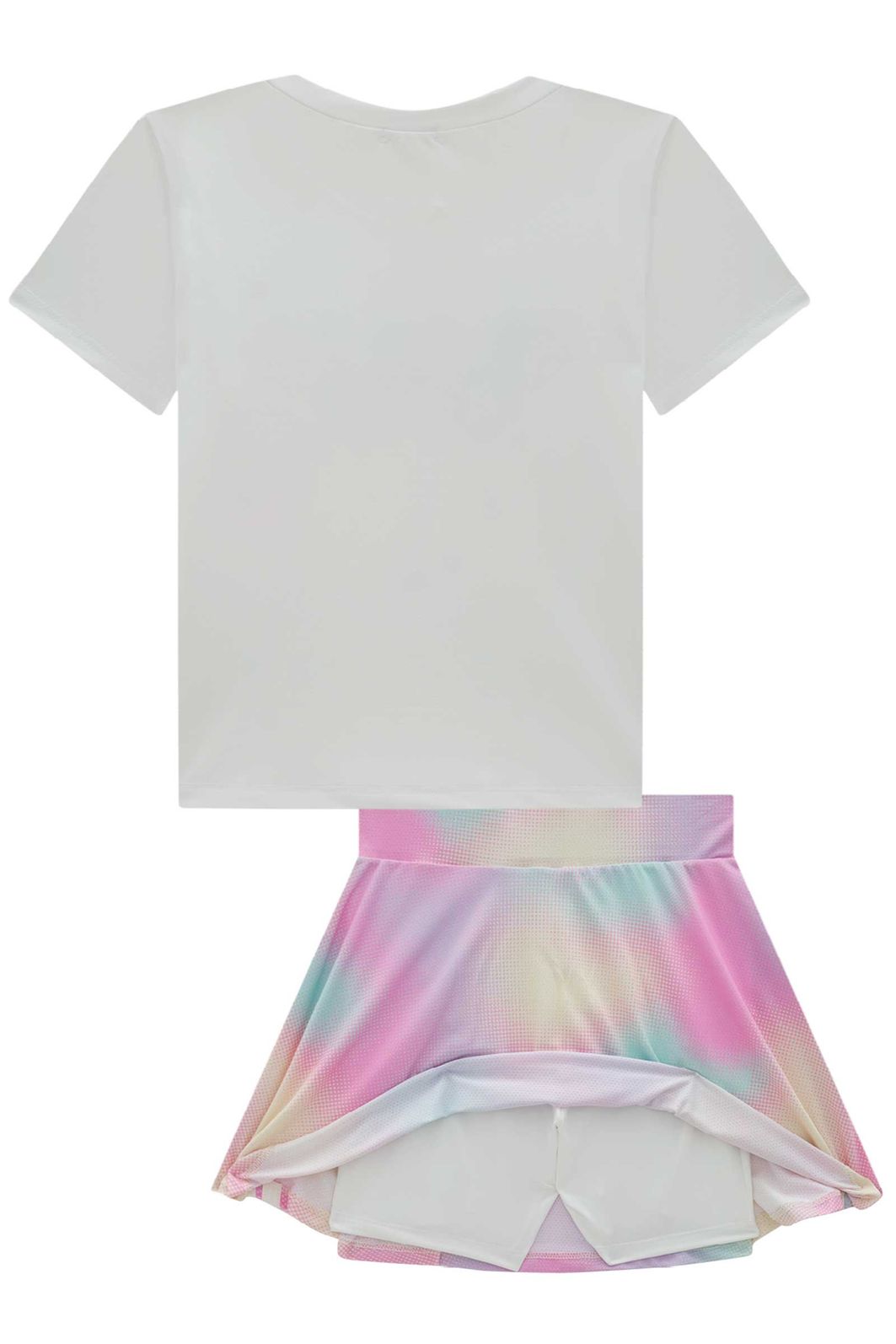 Conjunto de blusa em malha UV50 e saia em malha yuki com shorts embutido 96539 Vic Teen Menina Conjunto de blusa em malha UV50 e saia em malha yuki com shorts embutido 96539 Vic Teen Menina
