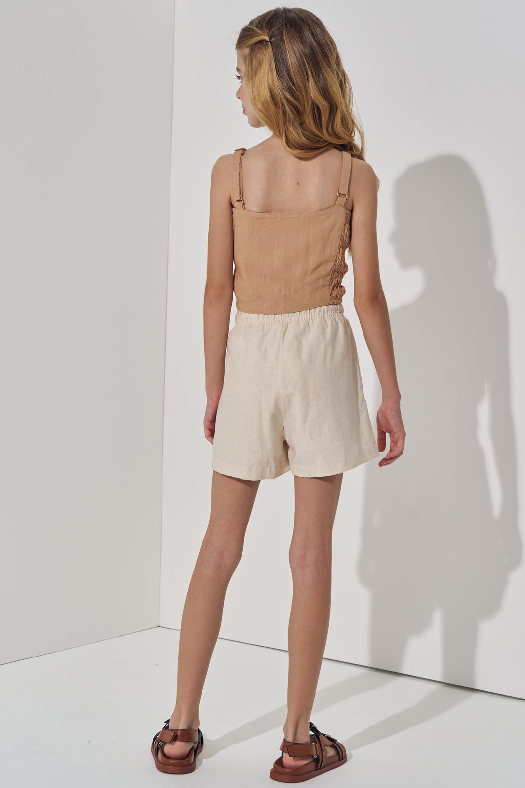 Conjunto de regata em viscose e shorts em linho com elastano 98916 Vic Teen Menina