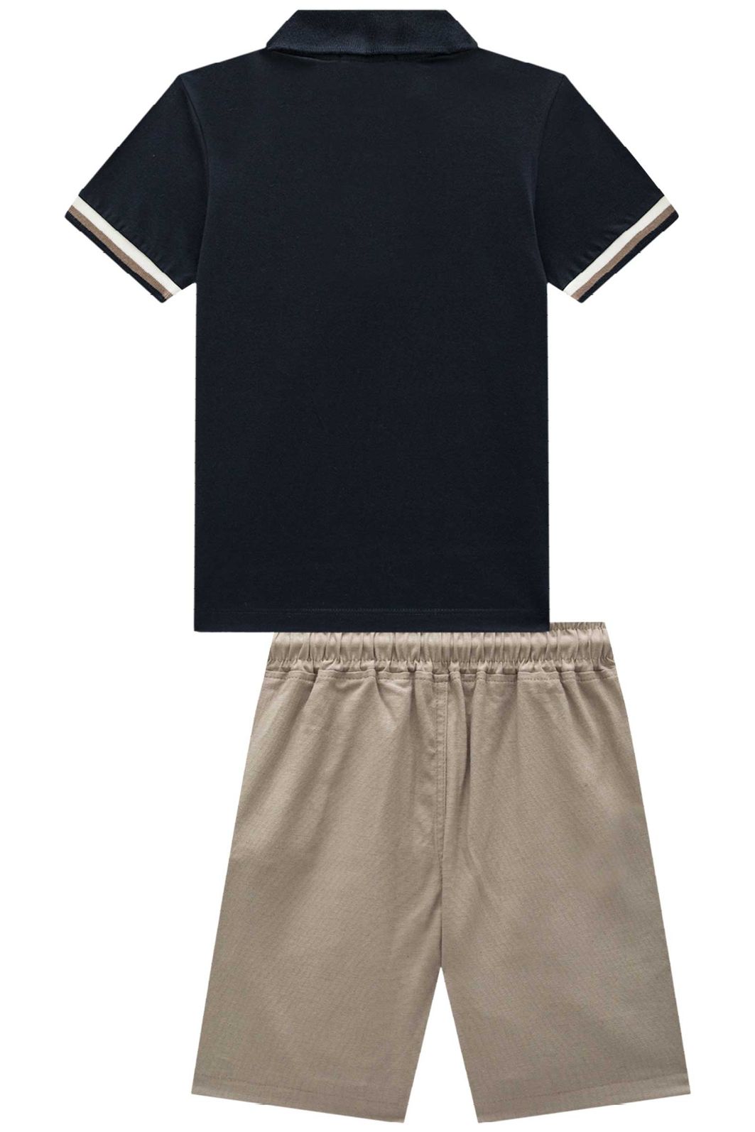 Conjunto de camisa polo em meia malha e bermuda em linho santorine com elastano 92461 LucBoo Infantil Menino Conjunto de camisa polo em meia malha e bermuda em linho santorine com elastano 92461 LucBoo Infantil Menino
