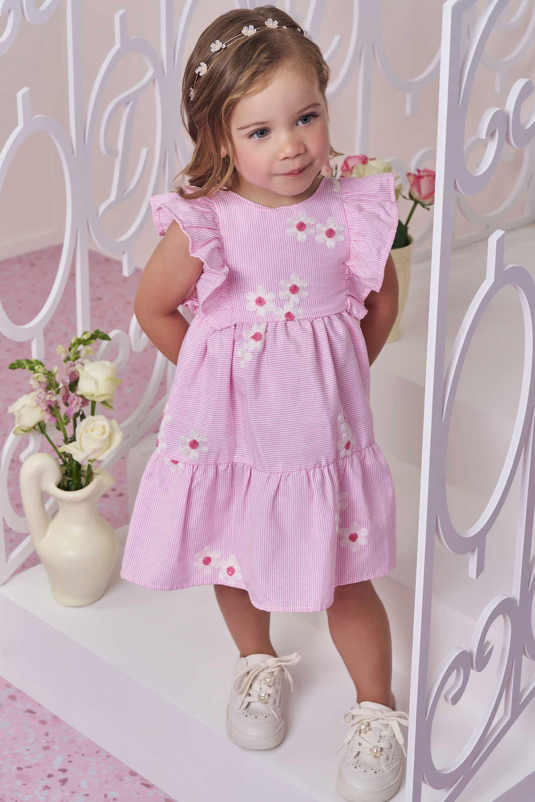 Vestido em tricoline bordado flores 98389 Infanti Bebê Menina Vestido em tricoline bordado flores 98389 Infanti Bebê Menina