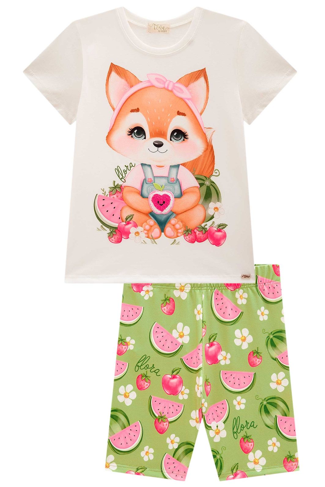 Conjunto de blusa alongada em meia malha com bermuda biker em malha power 98106 Infanti Infantil Menina Conjunto de blusa alongada em meia malha com bermuda biker em malha power 98106 Infanti Infantil Menina