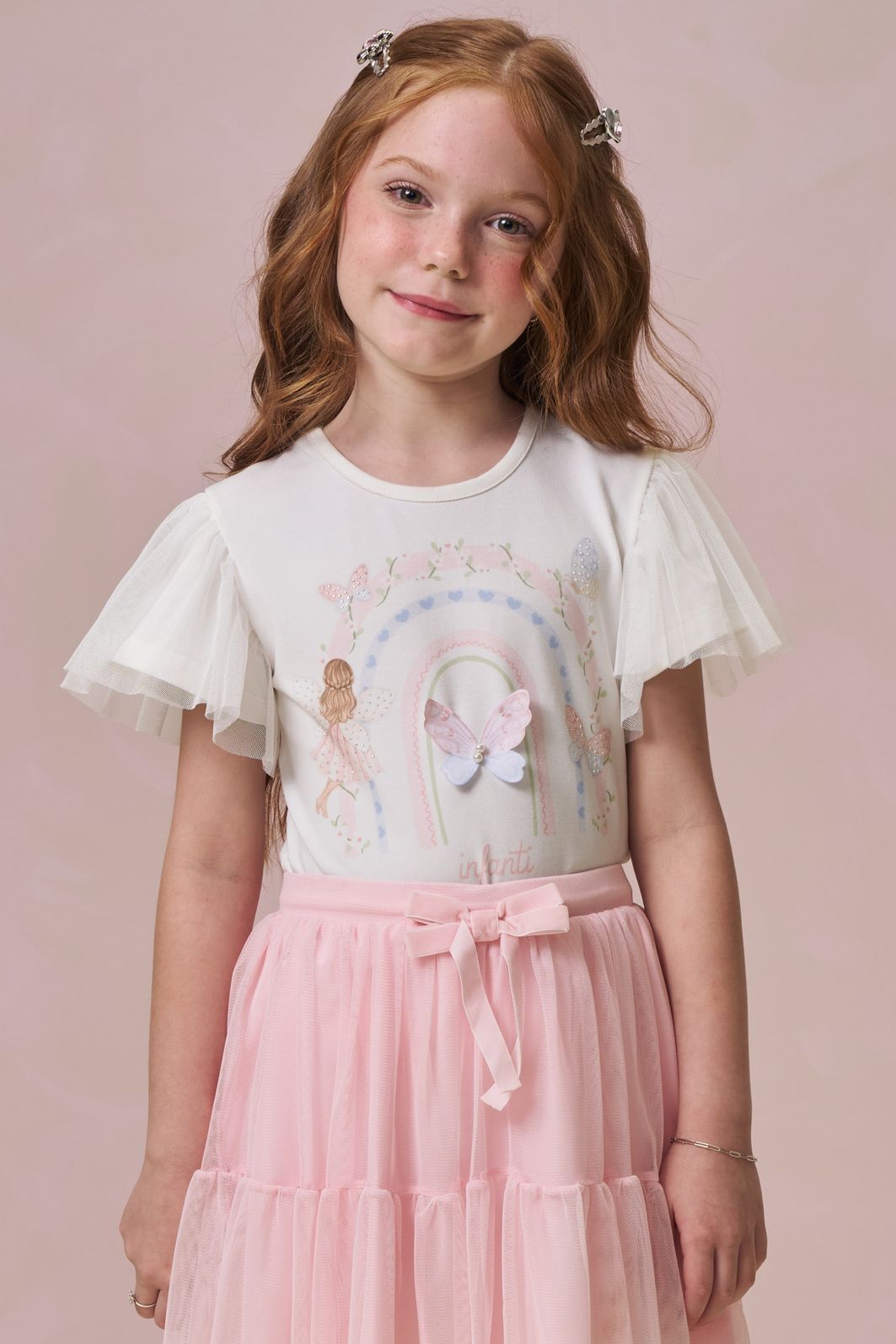 Blusa em cotton e tule 95884 Infanti Infantil Menina Blusa em cotton e tule 95884 Infanti Infantil Menina