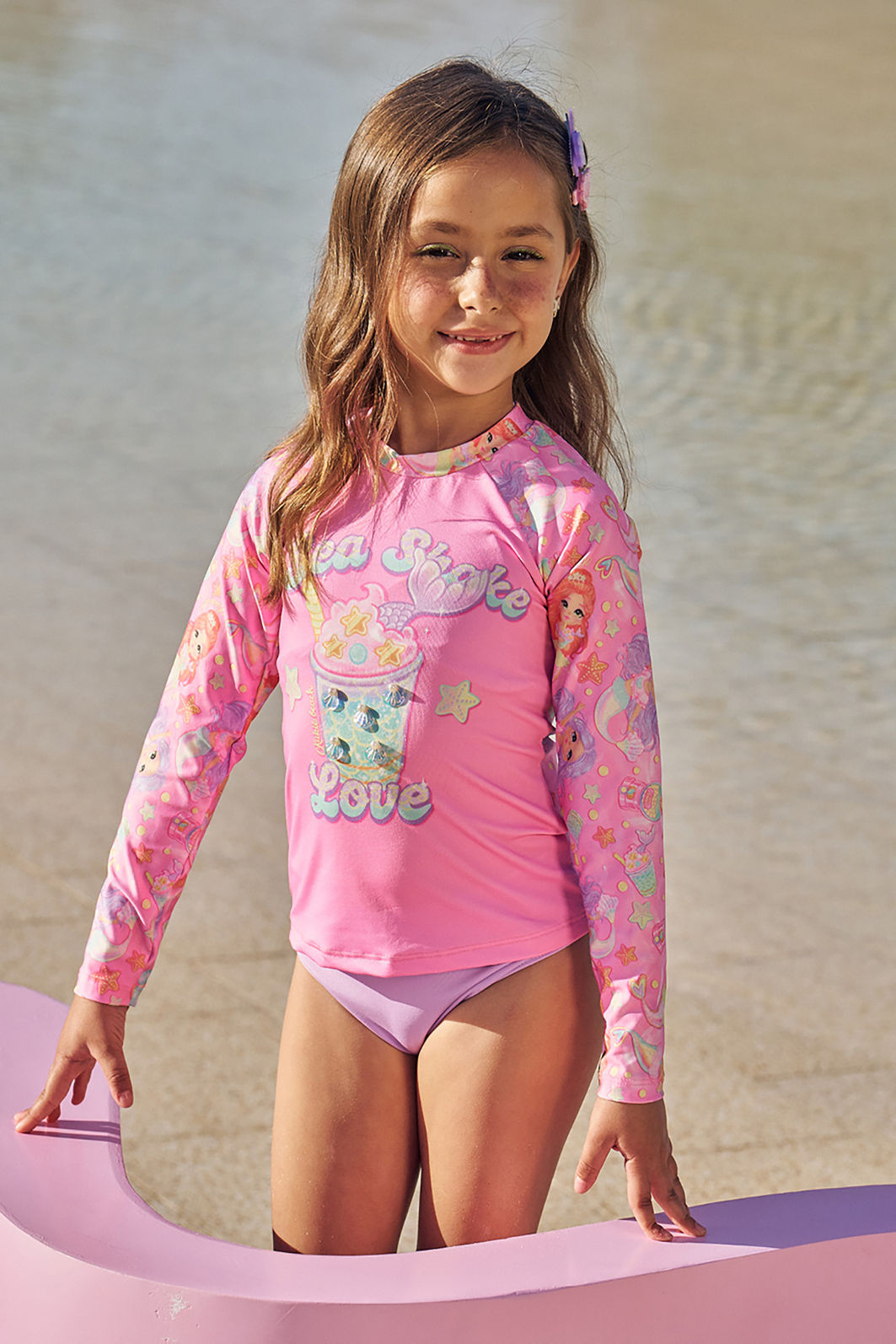 Trio de biquíni e blusa em malha com proteção UV50+ 96092 Kukiê Infantil Menina Trio de biquíni e blusa em malha com proteção UV50+ 96092 Kukiê Infantil Menina