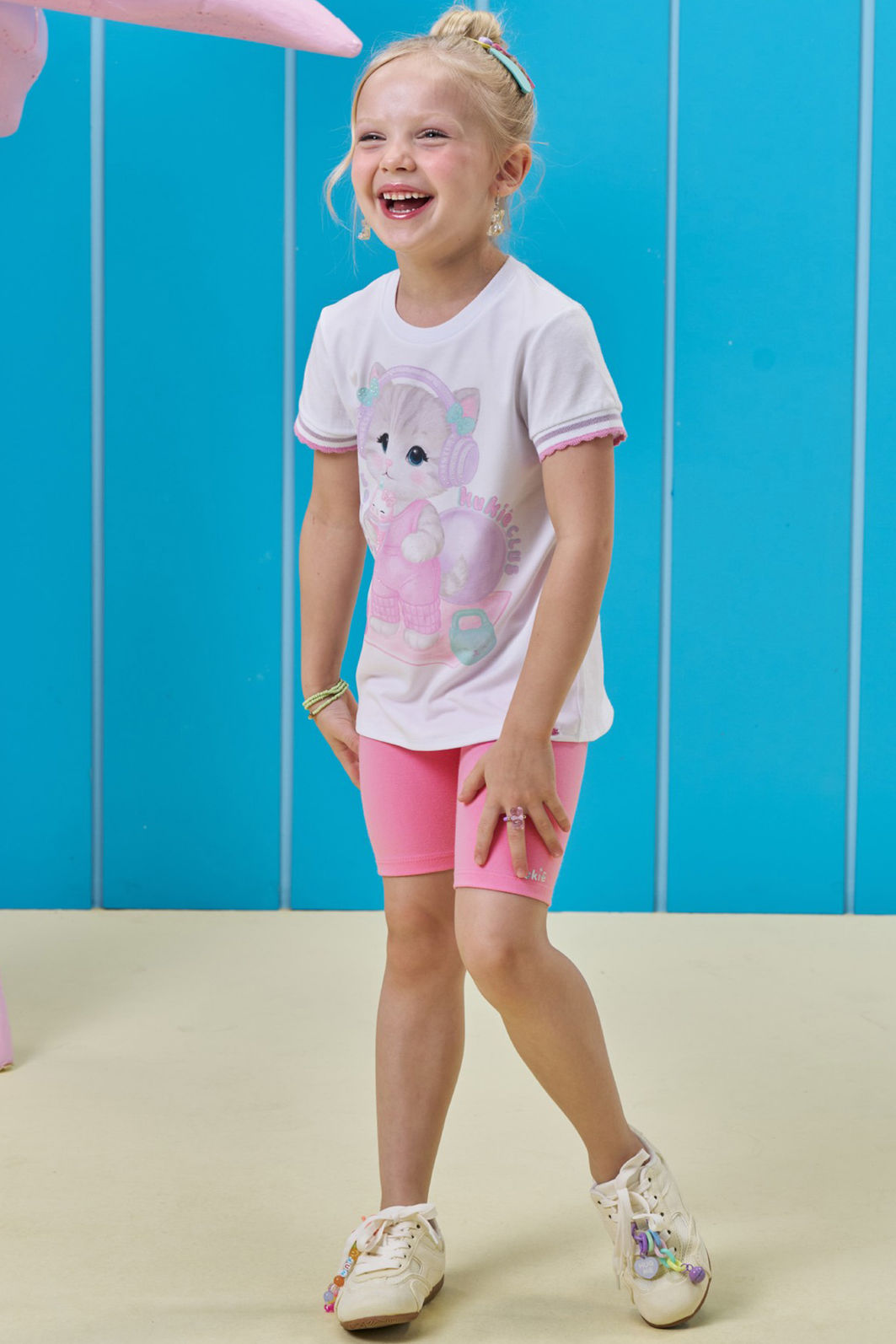 Bermuda biker em cotton 94344 Kukiê Infantil Menina Bermuda biker em cotton 94344 Kukiê Infantil Menina