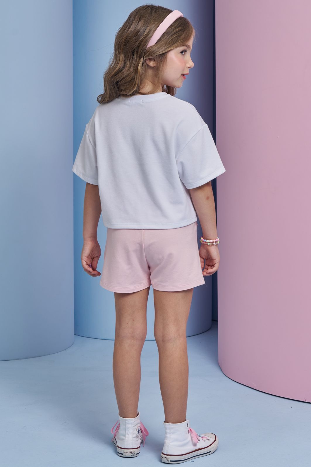 Shorts em moletom sem pelúcia 94374 Infanti Infantil Menina