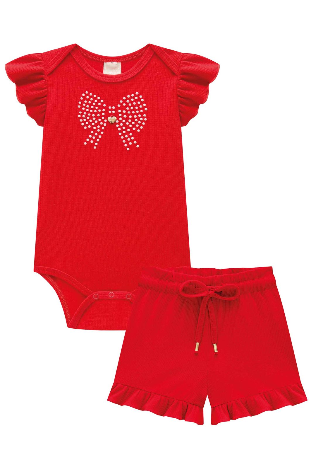 Conjunto de body e shorts em canelado liz 96897 Infanti Bebê Menina