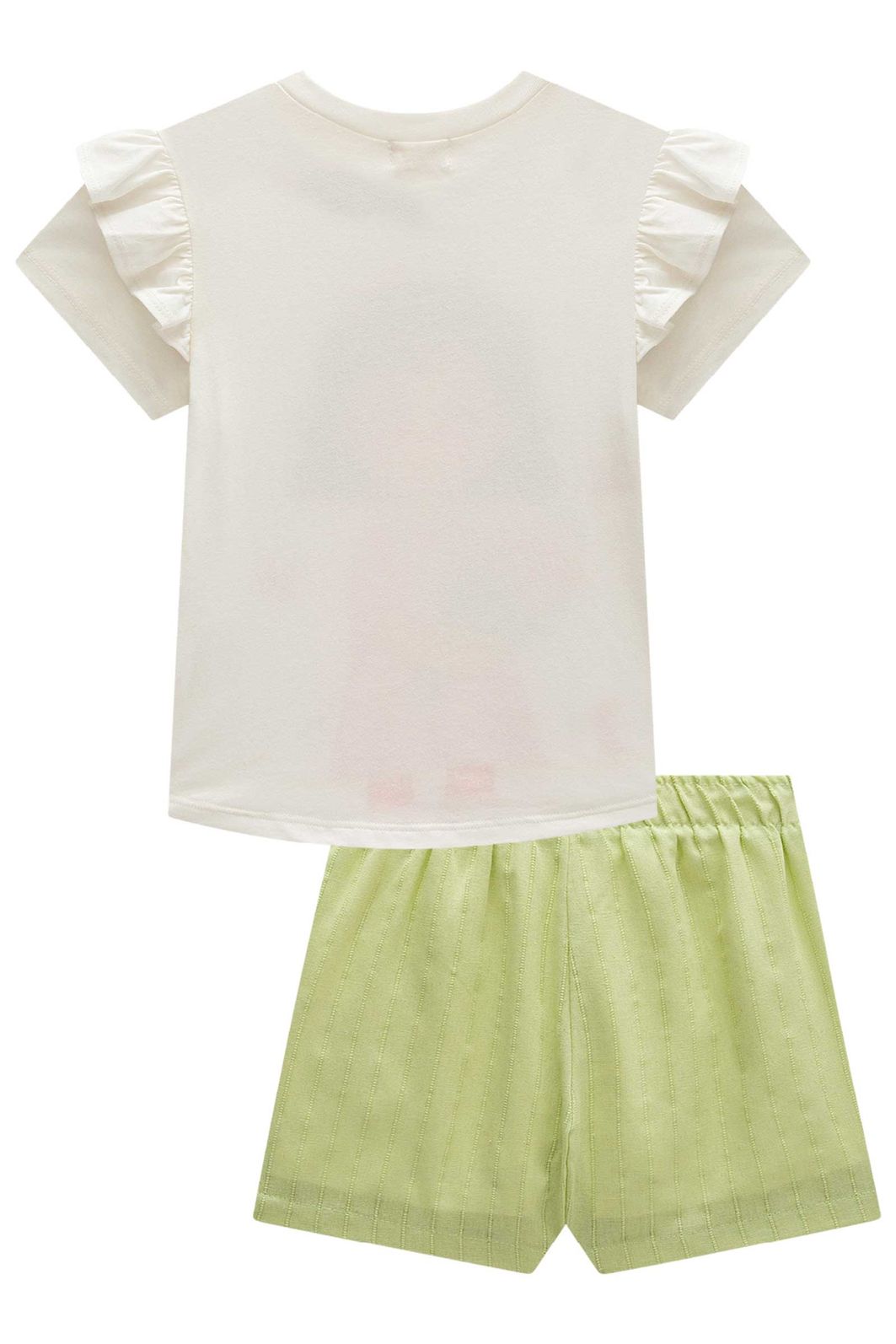 Conjunto de blusa em meia malha e short em viscolinho 99593 Kukiê Infantil Menina Conjunto de blusa em meia malha e short em viscolinho 99593 Kukiê Infantil Menina