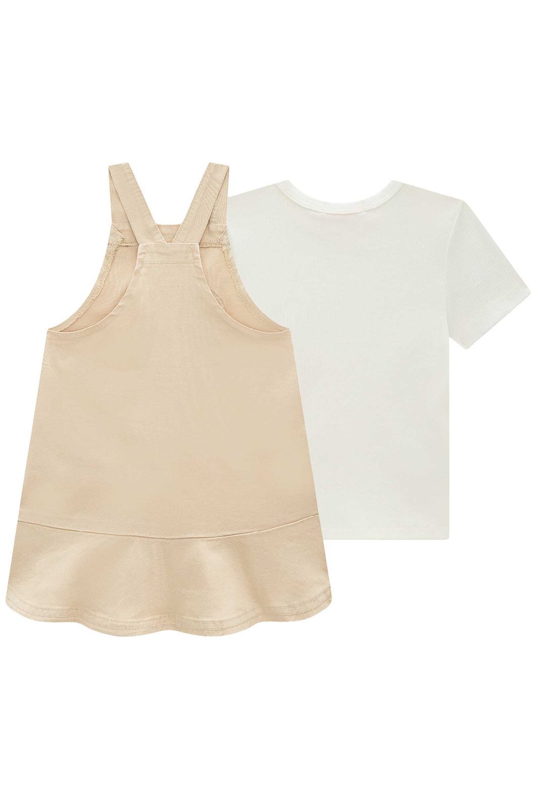 Conjunto de blusa em canelado e salopete em sarja com elastano 99407 Kukiê Infantil Menina Conjunto de blusa em canelado e salopete em sarja com elastano 99407 Kukiê Infantil Menina