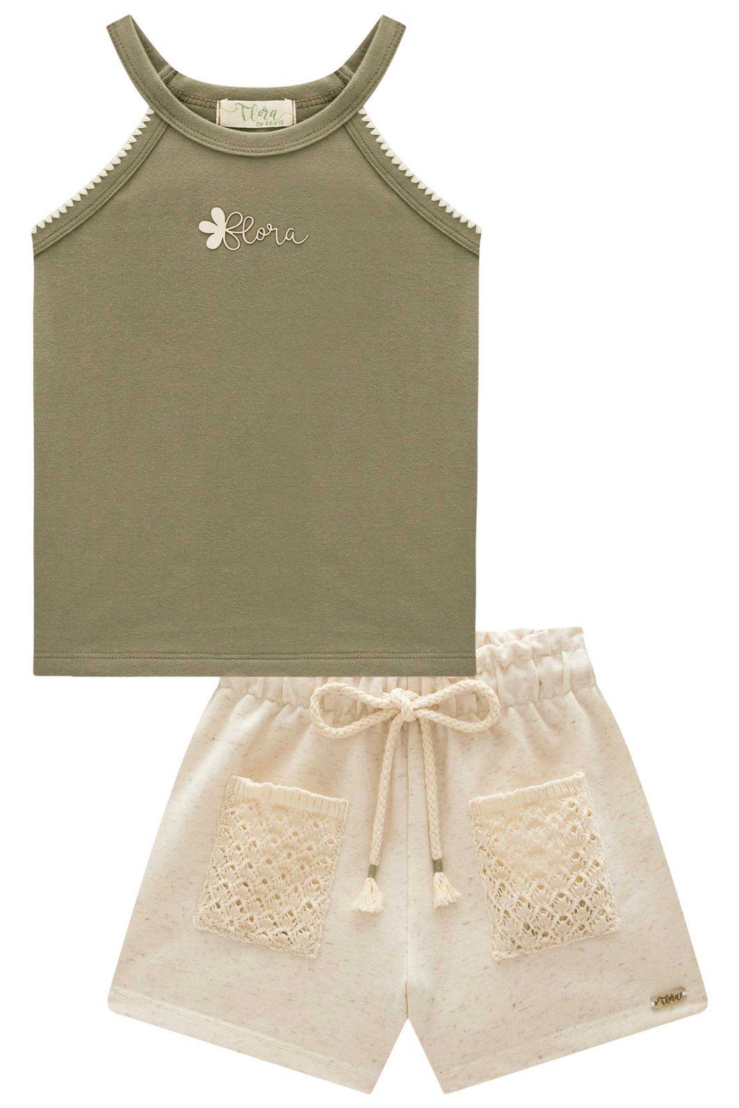 Conjunto de regata em cotton com shorts em moletom sem pelúcia 99170 Infanti Infantil Menina Conjunto de regata em cotton com shorts em moletom sem pelúcia 99170 Infanti Infantil Menina